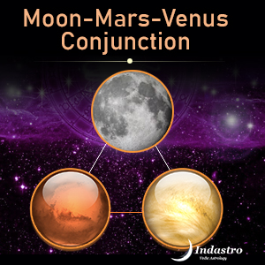 Moon, Mars, Venus Conjunction - 3 Planets Conjunction