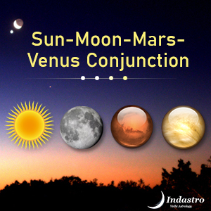 Sun-Moon-Mars-Venus Conjunction - 4 Planet Conjunction