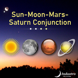 Sun-Moon-Mars-Saturn Conjunction - 4 Planet Conjunction