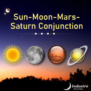 Sun, Moon, Mars, Saturn Conjunction - 4 Planet Conjunction