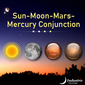 Sun-Moon-Mars-Mercury Conjunction - 4 Planet Conjunction