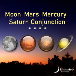 Moon-Mars-Mercury-Saturn Conjunction - 4 Planet Conjunction
