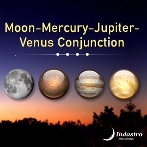 Moon, Mercury, Jupiter, Venus Conjunction - 4 Planet Conjunction