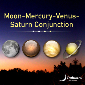 Moon-Mercury-Venus-Saturn Conjunction - 4 Planet Conjunction