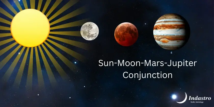 Sun-Moon-Mars-Jupiter Conjunction - 4 Planet Conjunction